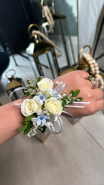 Prom Boutonniere and Corsage in White