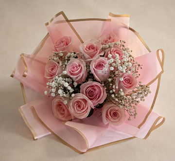One Dozen Pink Roses